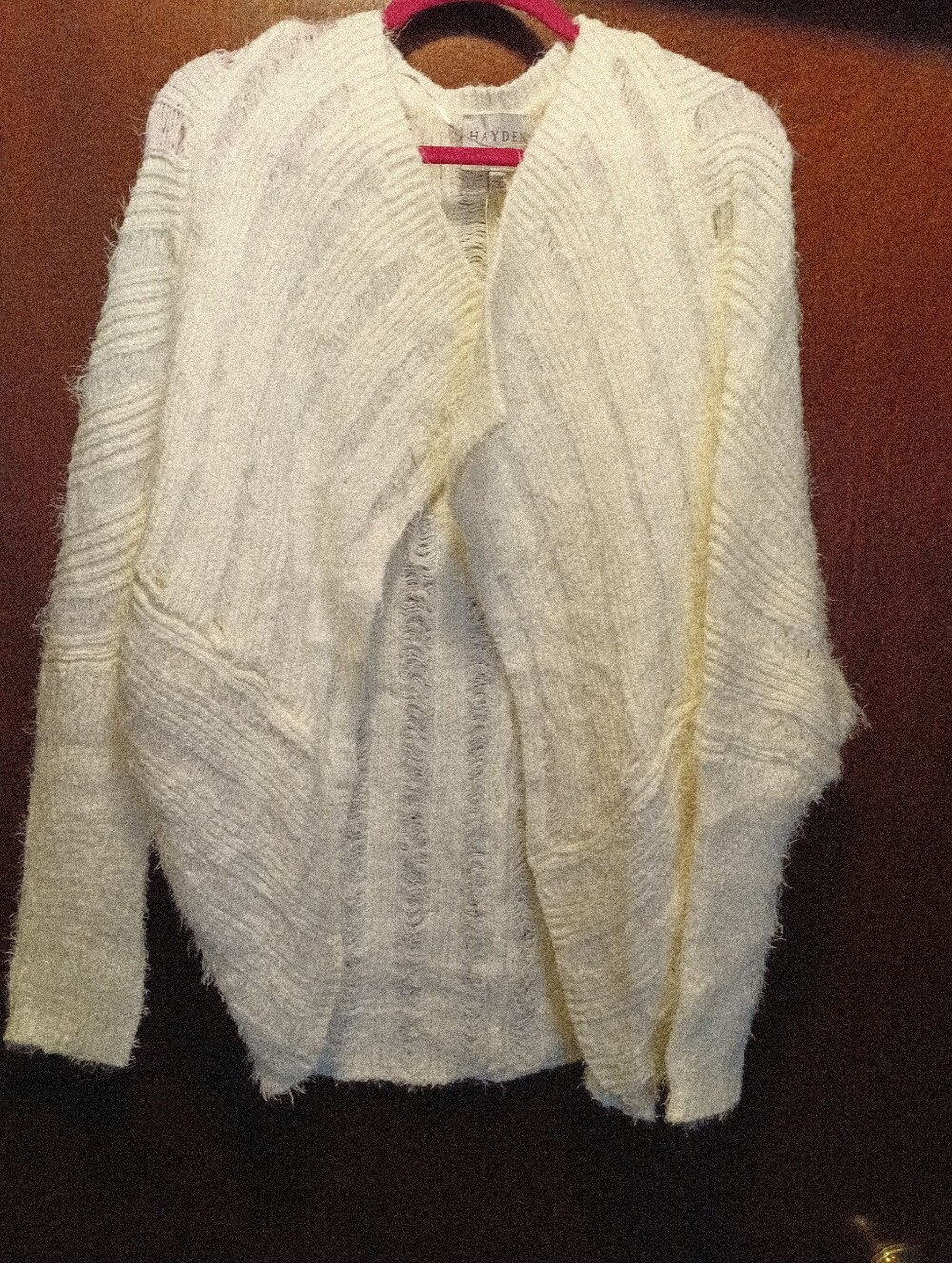 Hayden LA Dolman Sleeve Open Front Fuzzy Cardigan Size S/M Oversized Cream